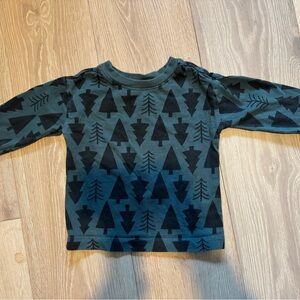 Hanna Andersson Dark Green and Black Tree Print Long Sleeve Tee
